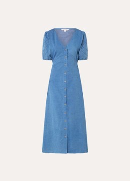 French Connection Dames Zaves denim blousejurk met V-hals in de kleur Blauw