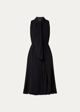 French Connection Dames Era midi A-lijn jurk met sjaalkraag in de kleur Zwart