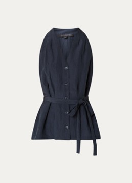 French Connection Dames Melina gilet met strikceintuur in de kleur Donkerblauw