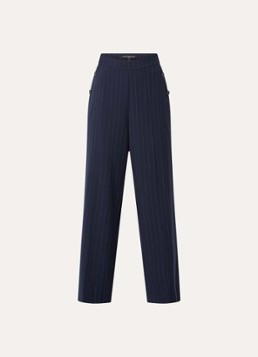 French Connection Dames Alia high waist wide fit pantalon met krijtstreep en steekzakken in de kleur Donkerblauw