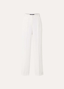 French Connection Dames Vinnie high waist loose fit pantalon met krijtstreep en steekzakken in de kleur Gebroken wit