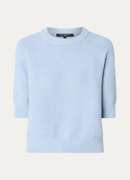 French Connection Dames Lilly Mozart grofgebreide top met structuur in de kleur Lichtblauw