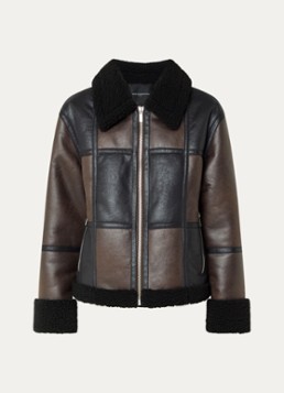 French Connection Dames Camry jack van leer met ruitdessin in de kleur Bruin