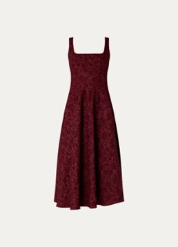 French Connection Dames Milenda midi jurk met jacquard dessin in de kleur Bordeauxrood