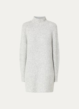French Connection Dames Alev grofgebreide mini trui-jurk in wolblend in de kleur Grijsmele