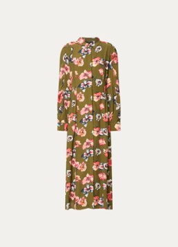 French Connection Dames Abbie Lizzy midi blousejurk met bloemenprint in de kleur Mosgroen