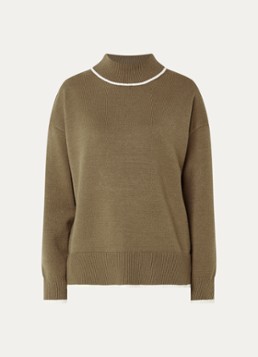 French Connection Dames Jordan fijngebreide trui met opstaande kraag in de kleur Khaki