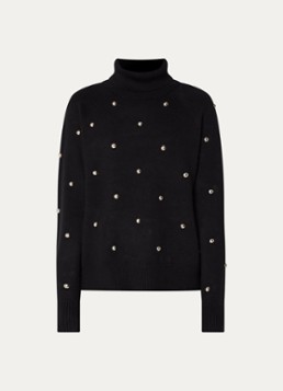 French Connection Dames Elna fijngebreide trui met studs in de kleur Zwart