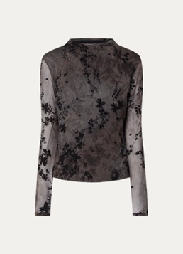 French Connection Dames Kenny semi-transparante top van mesh in de kleur Zwart