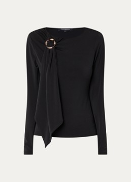 French Connection Dames Maxine longsleeve met gedrapeerd detail in de kleur Zwart