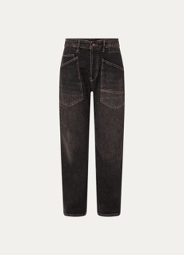 MAC Jeans Dames Baggy mid waist straight leg cropped jeans met opgestikte zakken in de kleur Donkerbruin