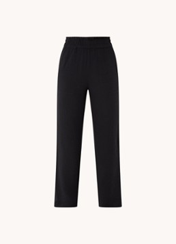 Rails Dames Leon mid waist straight fit broek van katoen met structuur in de kleur Zwart