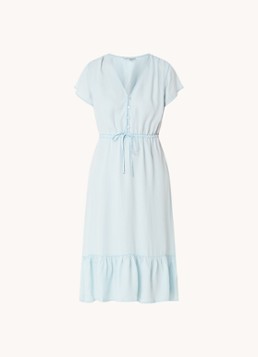 Rails Dames Kiki midi jurk met strikceintuur in de kleur Lichtblauw