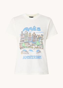 Rails Dames Boyfriend T-shirt met logoprint in de kleur Gebroken wit