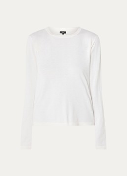 Rails Dames Longsleeve in kasjmierblend in de kleur Gebroken wit
