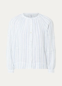Rails Dames Frances blouse in linnenblend met streepprint in de kleur Gebroken wit