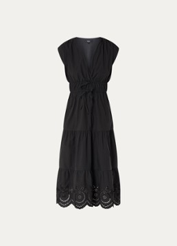 Rails Dames Lucia gelaagde midi jurk met broderie in de kleur Zwart
