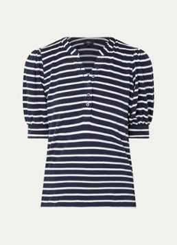 Rails Dames Jewel top met streepprint en ballonmouw in de kleur Donkerblauw