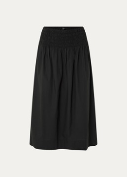 Rails Dames Alessa midi rok in linnenblend met smockwerk in de kleur Zwart