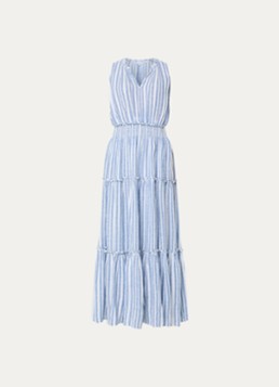 Rails Dames Loulou gelaagde maxi jurk in linnenblend met streepprint in de kleur Blauw