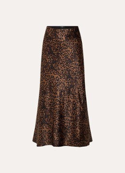 Rails Dames Romina maxi rok van satijn met panterprint in de kleur Bruin
