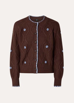 Rails Dames Laurie kabelgebreid vest met bloemenprint in de kleur Chocoladebruin