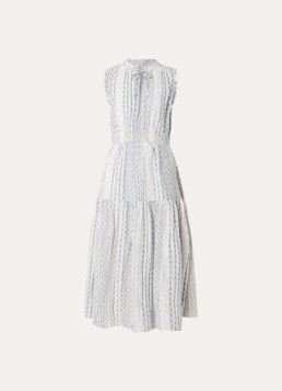Rails Dames Midi jurk met broderie en print in de kleur Donkerblauw