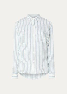 Rails Dames Charli blouse in linnenblend met streepprint in de kleur Blauwgrijs