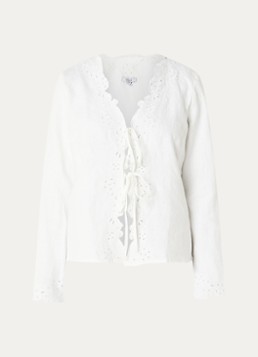 Rails Dames Fleur blouse met broderie en V-hals in de kleur Gebroken wit