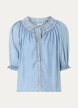 Rails Dames Belina tuniek met borduring en pofmouw in de kleur Indigo