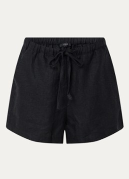 Rails Dames Jenner high waist straight fit korte broek van linnen in de kleur Zwart