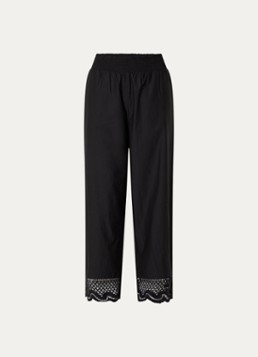 Rails Dames Henrik high waist loose fit broek met broderie in de kleur Zwart