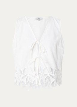 Rails Dames Oregon top met broderie en geknoopt detail in de kleur Wit