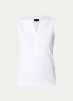 Rails Dames Tanktop met ribstructuur en split in de kleur Wit