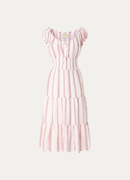 Rails Dames Daria midi jurk met streeprint in de kleur Creme
