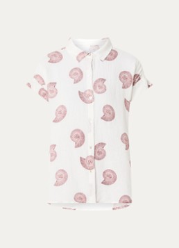 Rails Dames Farrah blouse in linnenblend met print in de kleur Gebroken wit