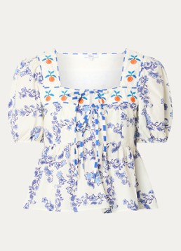Rails Dames Presley tuniek met bloemenprint en pofmouw in de kleur Gebroken wit