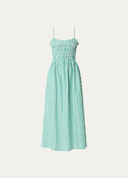 Rails Dames Primrose midi A-lijn jurk met smockwerk en streeprint in de kleur Donkergroen