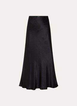 Rails Dames Romina maxi rok van satijn in de kleur Zwart