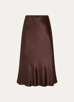Rails Dames Anya midi rok van satijn in de kleur Donkerbruin