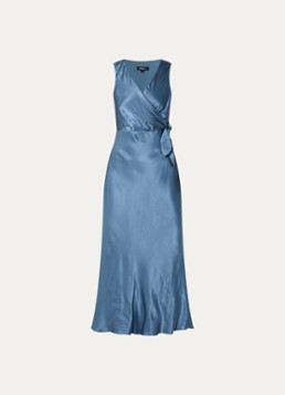 Rails Dames Eva maxi kokerjurk van satijn in de kleur Blauwgrijs