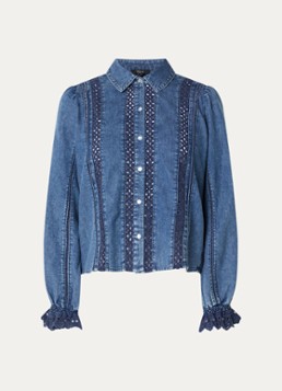 Rails Dames Rowen blouses van denim met opengewerkt dessin in de kleur Blauw