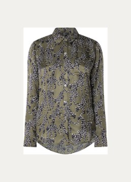 Rails Dames Alyssa blouse van satijn met print in de kleur Olijfgroen