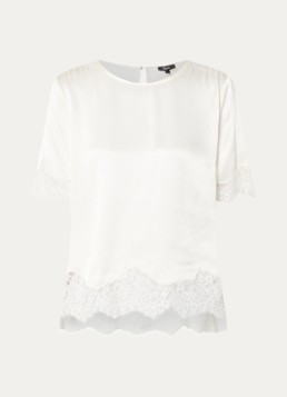 Rails Dames Sonora top van satijn met details van kant in de kleur Gebroken wit