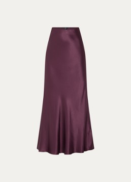 Rails Dames Romina maxi kokerrok van satijn in de kleur Aubergine