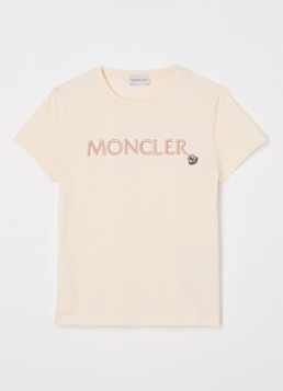 Moncler Meisjes T-shirt met logoborduring in de kleur Beige, maat: 152