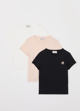Moncler Meisjes T-shirt met logoborduring in 3-pack in de kleur Lichtroze, maat: 152