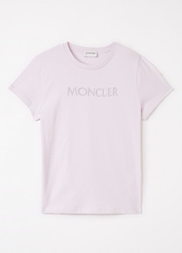 Moncler Meisjes T-shirt met logoborduring in de kleur Lila, maat: 14A=164