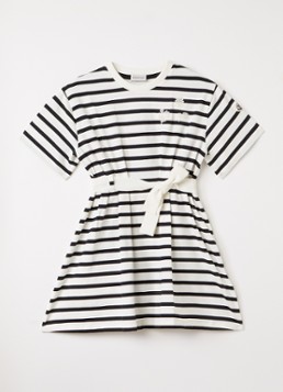 Moncler Meisjes Jurk met streepprint en strikceintuur in de kleur Zwart, maat: 4A=104