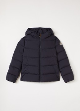 Moncler Beulah pufferjack met donsvulling en steekzakken in de kleur Donkerblauw, maat: 8A=128